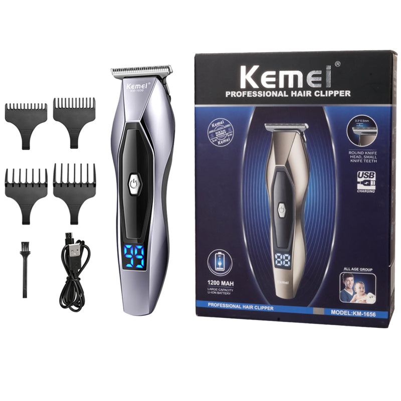 Kemei LCD Men's Electric Hair Clipper USB 1200mAh Electric Beard Trimmer Barber Hair Cutting Machine 2-Speed Adjustment 5W