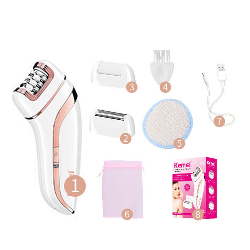 Kemei 3 in1 Women Epilator Electric Shaver Face Hair Removal Bikini Underarm Leg Body Hair Trimmer Foot Callus Remover