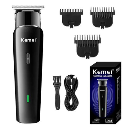 Kemei KM-1115 Fast Usb Charging Rechargeable Hair Trimmer USB Low Noise Professional Cordless Portable Men's Hair Cut Clipper