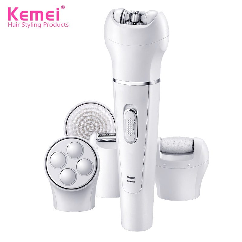 Kemei KM-2199 5in1 Multifunctional Epilator Device Wool Electric Shaver Shaving Callus Remover Facial Cleansing Brush