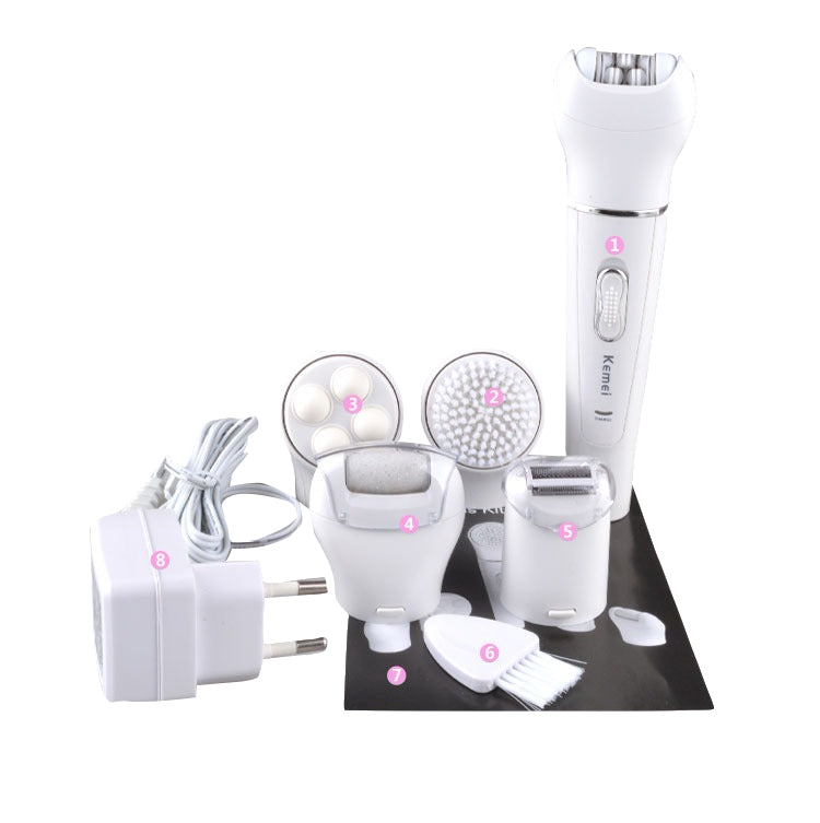 Kemei KM-2199 5in1 Multifunctional Epilator Device Wool Electric Shaver Shaving Callus Remover Facial Cleansing Brush
