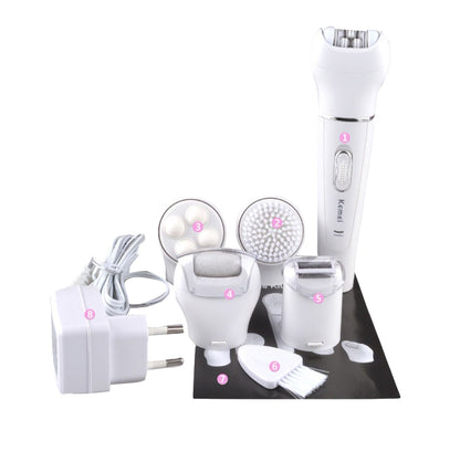 Kemei KM-2199 5in1 Multifunctional Epilator Device Wool Electric Shaver Shaving Callus Remover Facial Cleansing Brush