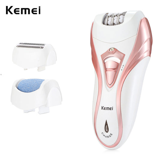 Kemei KM-3010 Rechargeable Electric Epilator 3 in 1 Woman Shaver Hair Removal Trimmer Bikini Legs Body