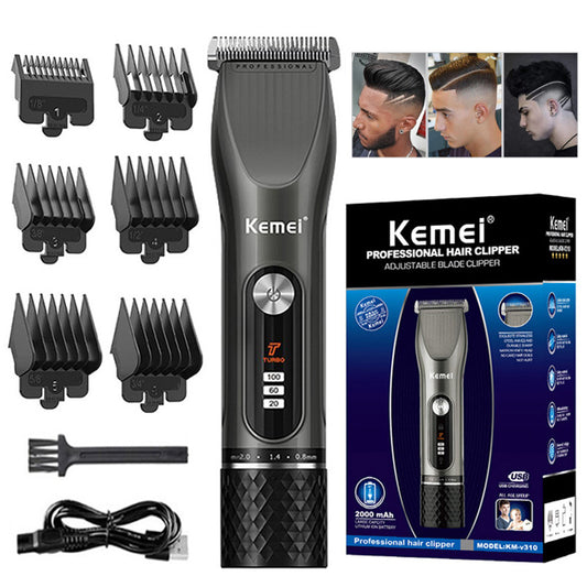 Kemei KM-V310 New Electric Hair Clipper LCD Display Oil Head Clipper Home Shaving Self-Help Trimmer