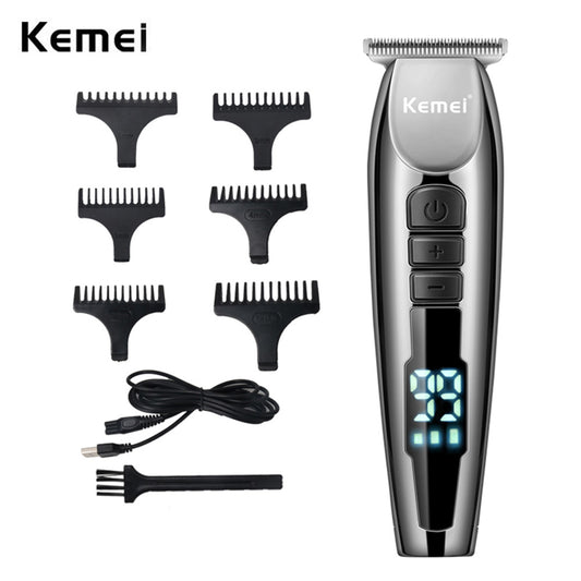 Kemei KM-929 LCD Electric Hair Clipper Shaver Beard Professional Barber 0mm Rechargeable 3-Speed Adjustment