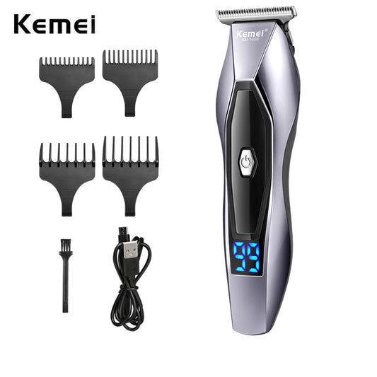 Kemei LCD Men's Electric Hair Clipper USB 1200mAh Electric Beard Trimmer Barber Hair Cutting Machine 2-Speed Adjustment 5W