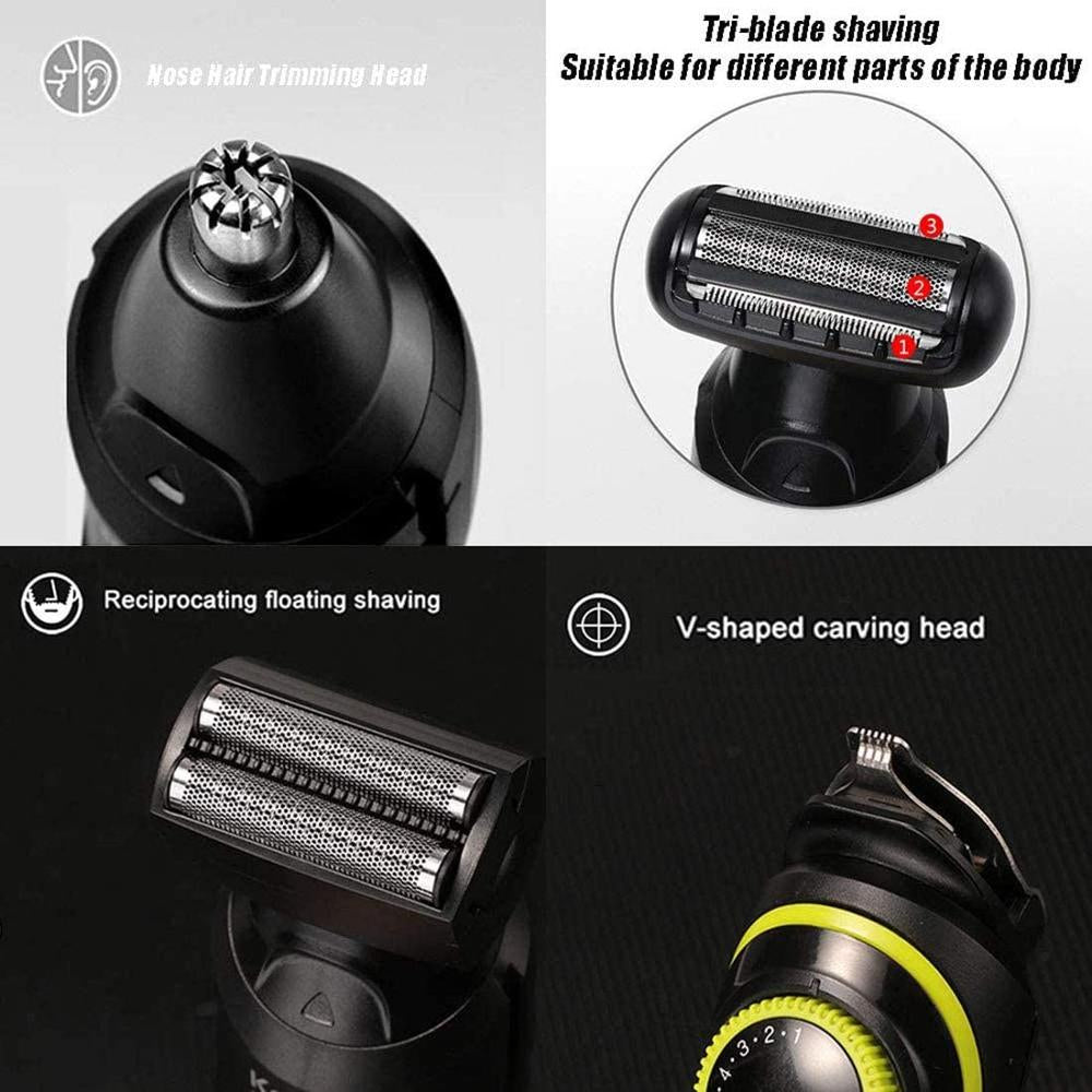 Kemei KM-696 5 in 1 LCD Household Hair Trimmer Electric Hair Clippers Multifunctional USB Rechargeable Nose Hair Cutting Machine