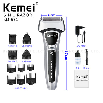 KEMEI KM-671 Electric Shaver Razor Men Washable Fast Charge For lithium Battery 12in1 Multifunction Shaving Beard Machine