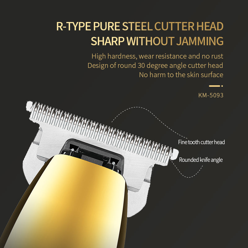 Kemei KM-5093 Hair Clipper Professional Finish Hair Cutting Machine Beard Trimmer 0mm Skin Cutting Electric Cutter Rechargeable