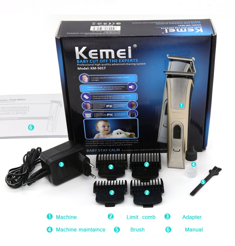 Kemei KM-5017 Cordless Rechargeable Hair Clipper Advanced Hair clipper for men