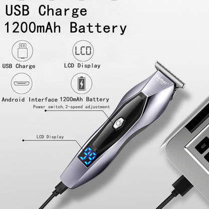 Kemei LCD Men's Electric Hair Clipper USB 1200mAh Electric Beard Trimmer Barber Hair Cutting Machine 2-Speed Adjustment 5W