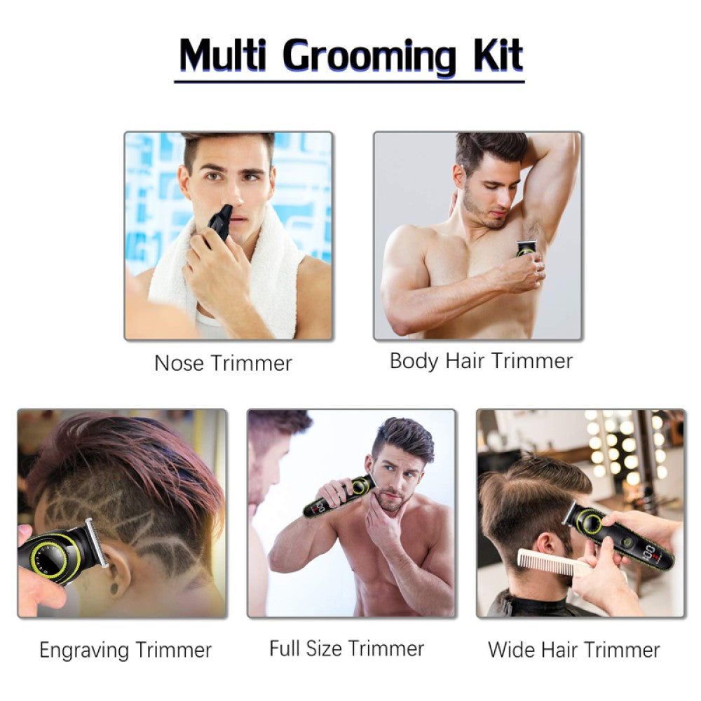 Kemei KM-696 5 in 1 LCD Household Hair Trimmer Electric Hair Clippers Multifunctional USB Rechargeable Nose Hair Cutting Machine
